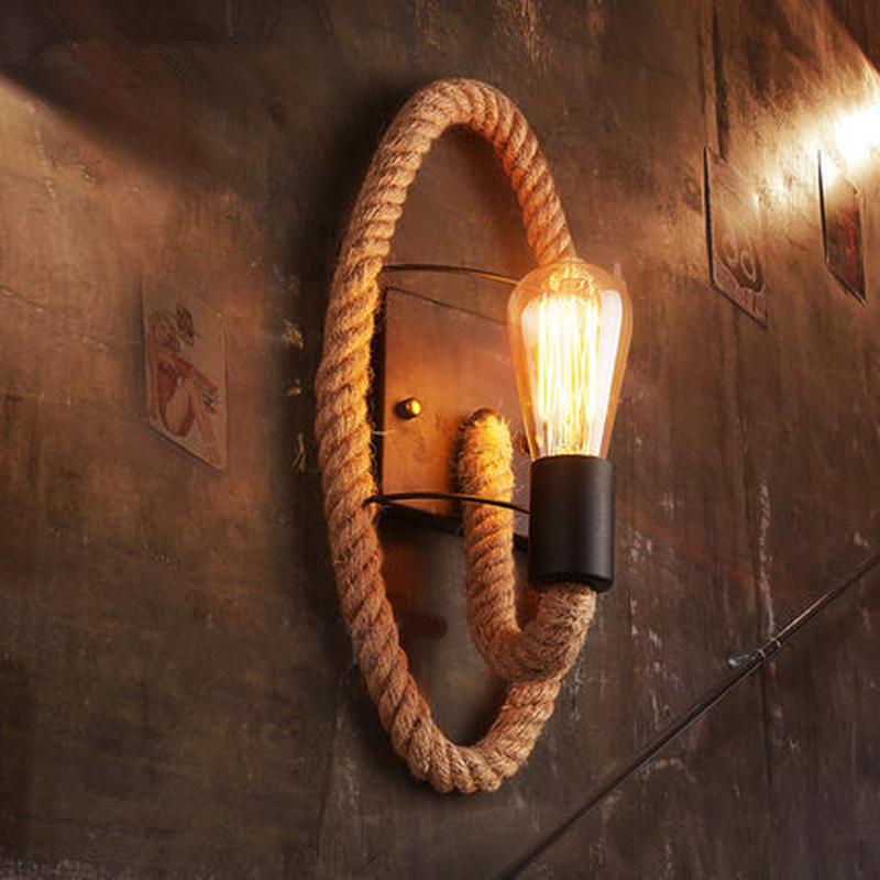 Vintage Industrial Hemp Rope Lamp