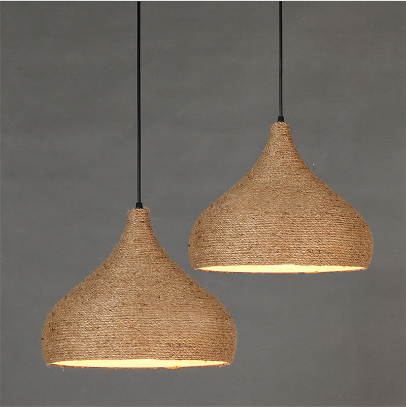 Hemp Modern Hanging Lamp - Living Room Lamps - Rustic Lamps