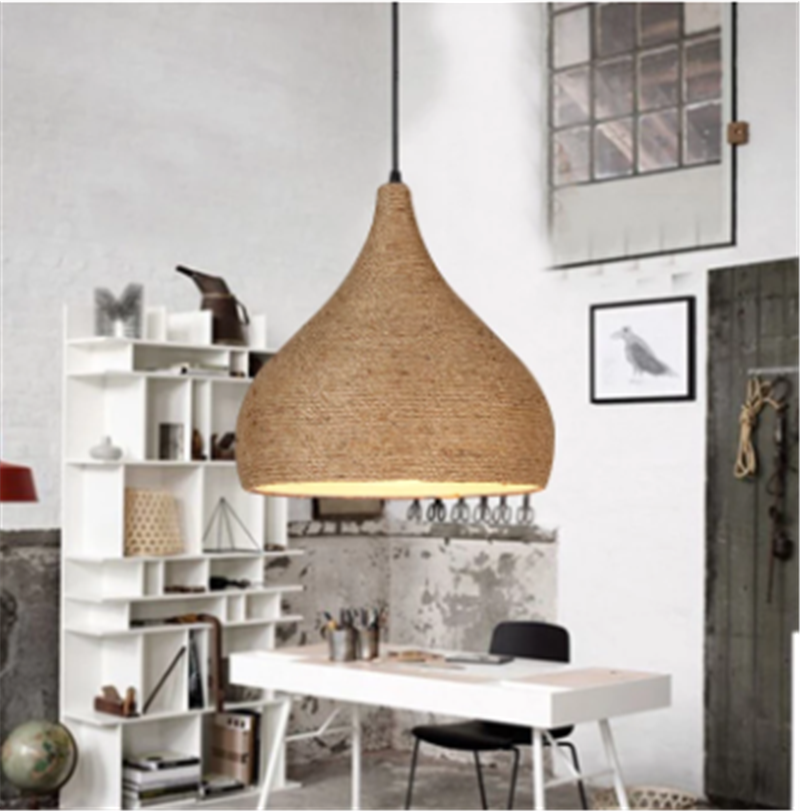 Hemp Modern Hanging Lamp - Living Room Lamps - Rustic Lamps