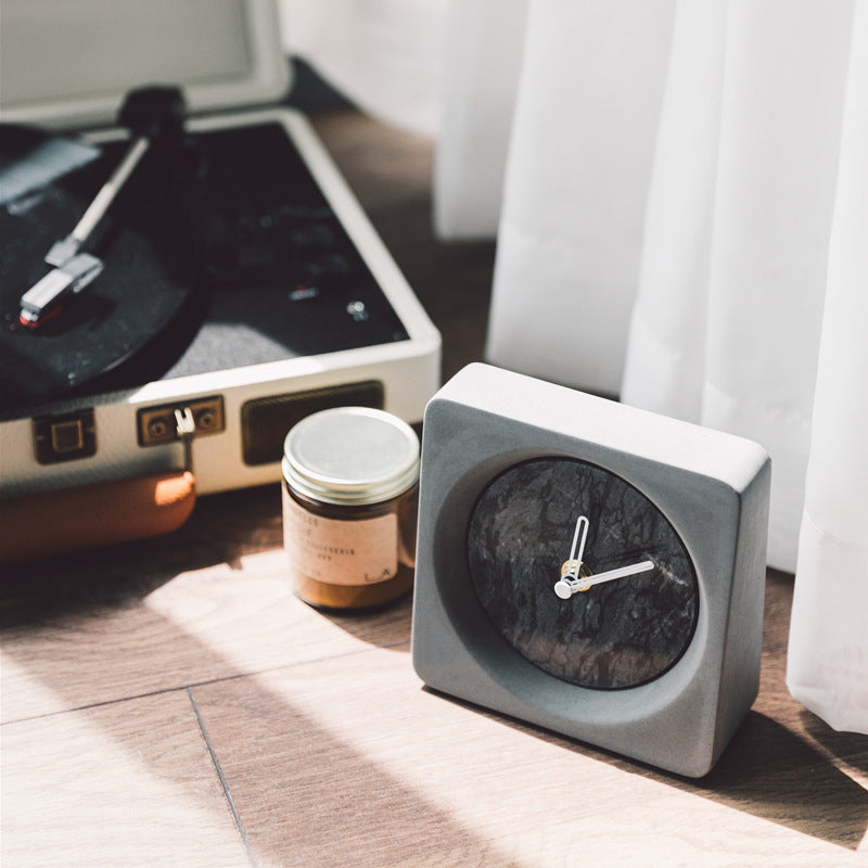 Cement Marble Table Clock