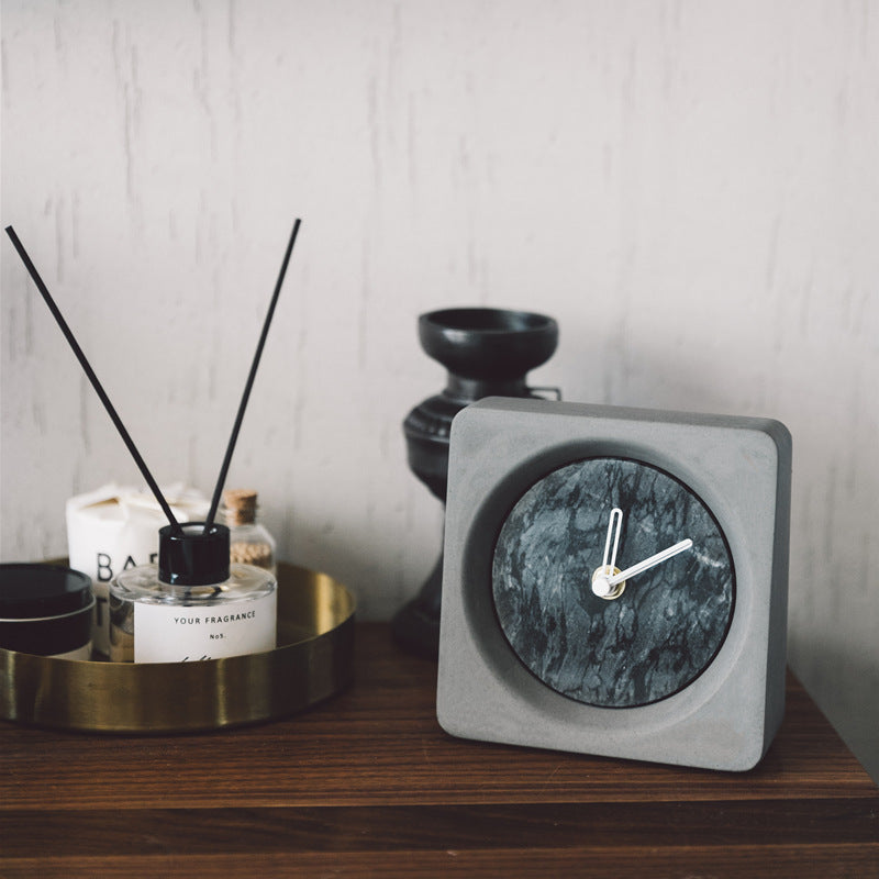 Cement Marble Table Clock