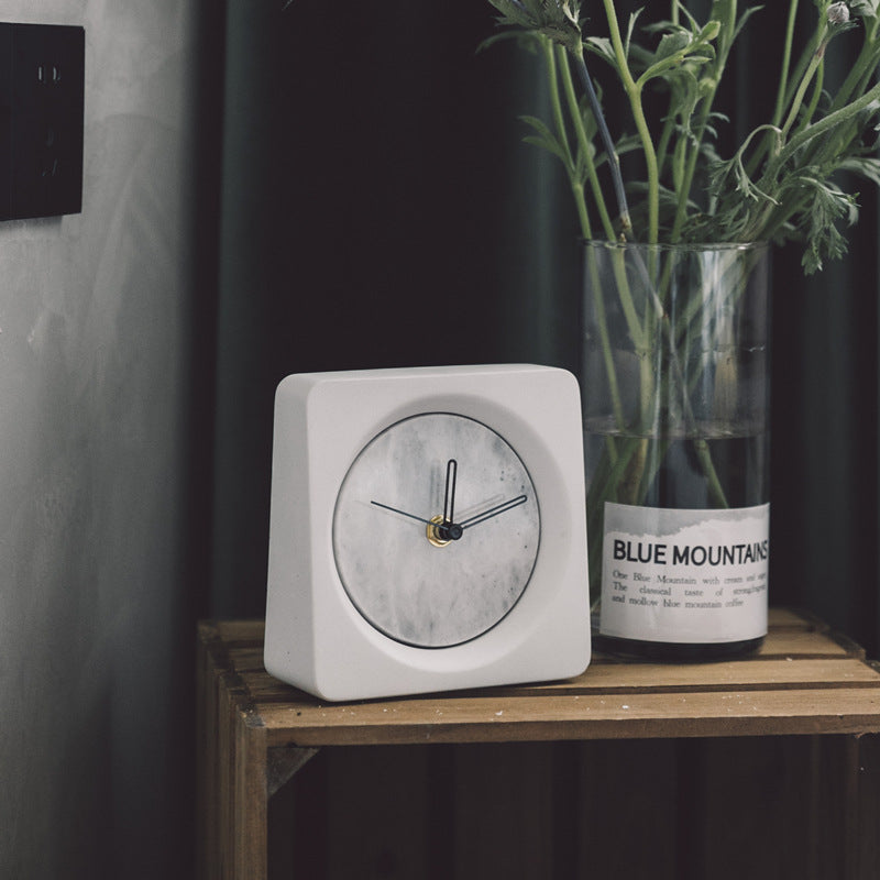 Cement Marble Table Clock