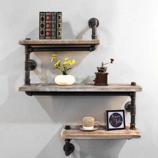 Industrial Retro Water Pipe Wood Shelves