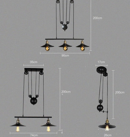 Vintage Iron Lifting Pulley Hanging Lamp