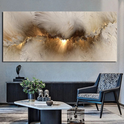 Frameless Golden Aurora Canvas Painting Mural - Wall Art for Bedroom/Living Room