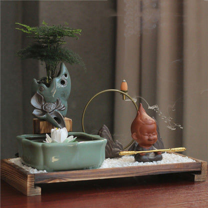 Ceramic Zen Living Tiny Buddha Waterfall - Unique Home Decor