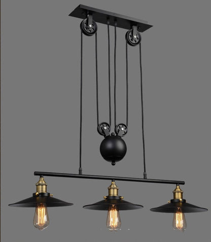 Vintage Iron Lifting Pulley Hanging Lamp