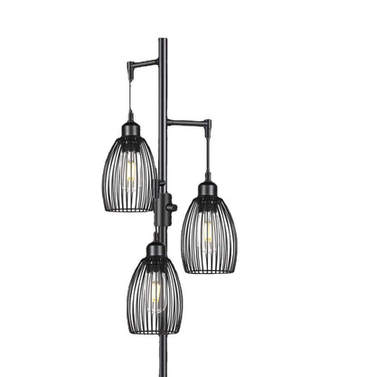 Triple Pendant Standing Floor Industrial Lamp