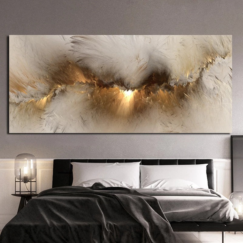 Frameless Golden Aurora Canvas Painting Mural - Wall Art for Bedroom/Living Room