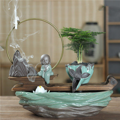 Ceramic Zen Living Tiny Buddha Waterfall - Unique Home Decor