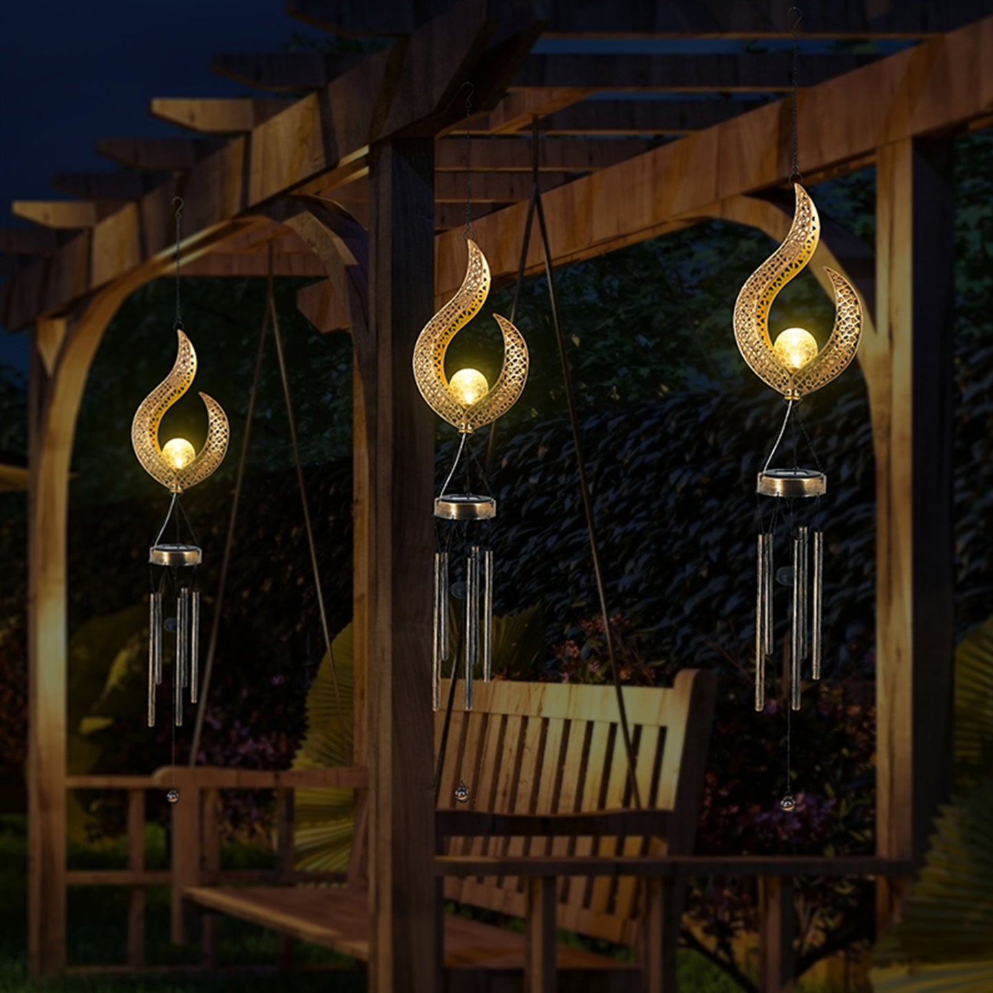 Solar Powered Flame Wind Chime