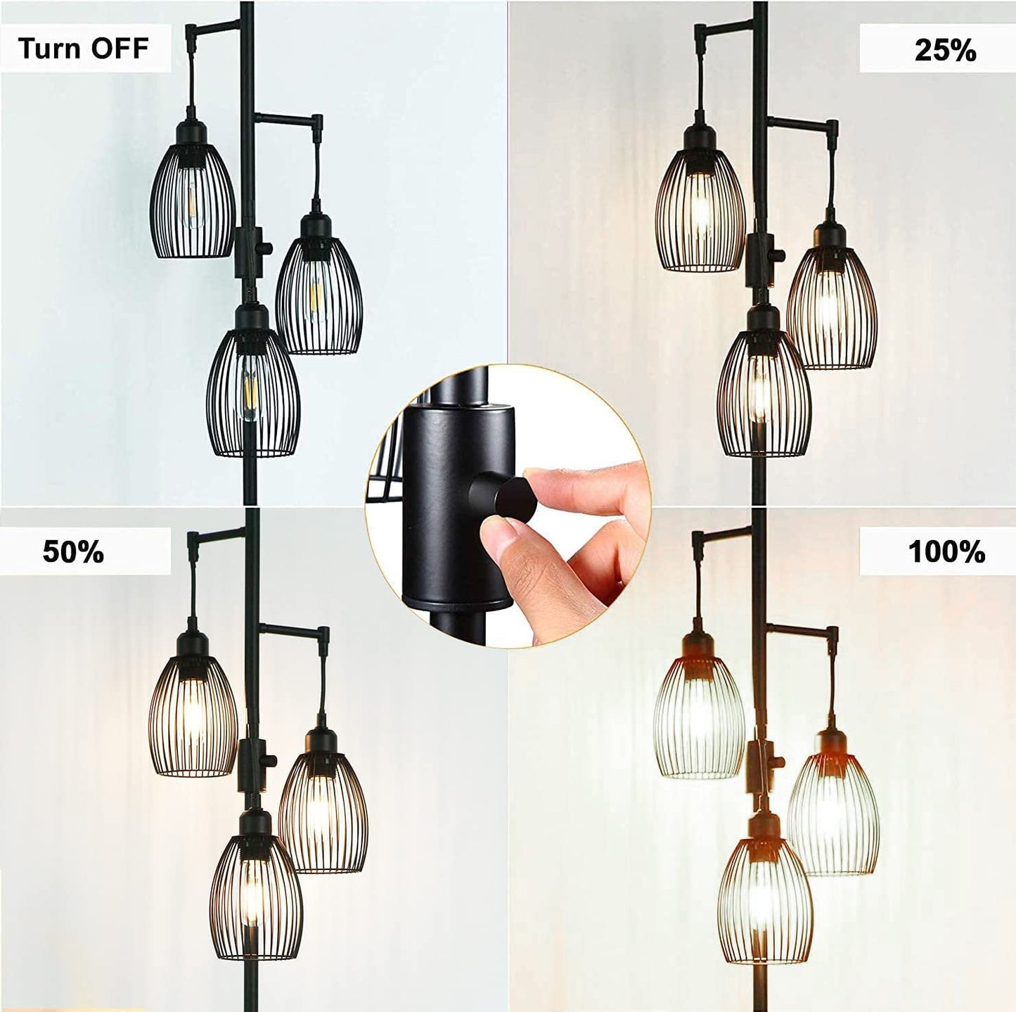 Triple Pendant Standing Floor Industrial Lamp