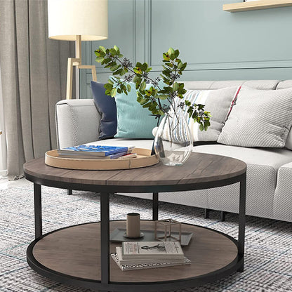 Wood Round Table Coffee Table - Wooden Table