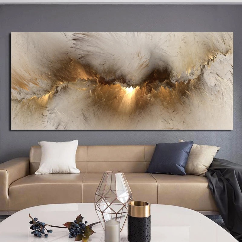 Frameless Golden Aurora Canvas Painting Mural - Wall Art for Bedroom/Living Room