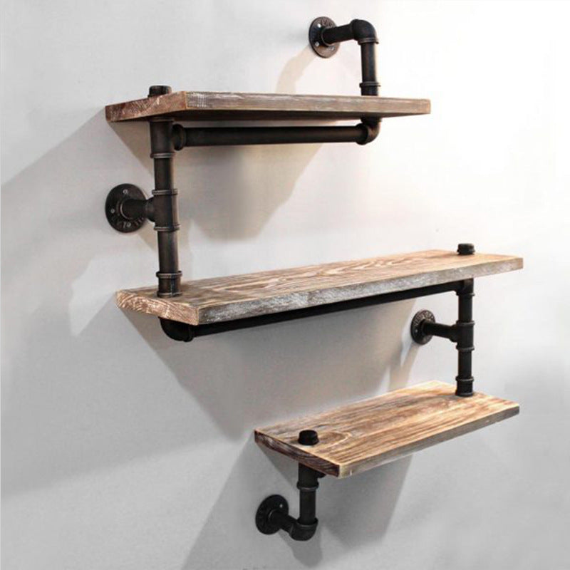 Industrial Retro Water Pipe Wood Shelves