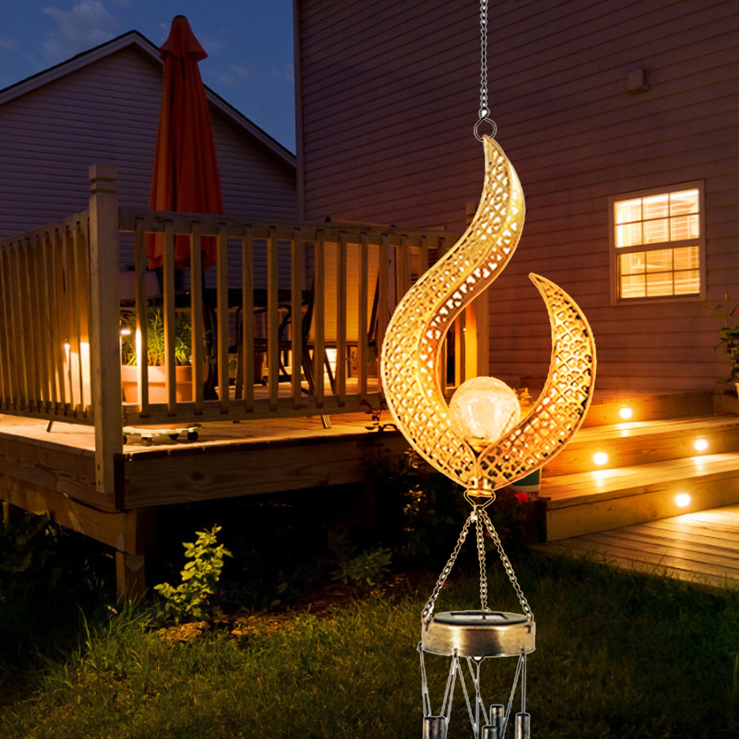 Solar Powered Flame Wind Chime