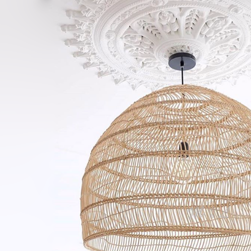 Wood Rattan Villa Lamp