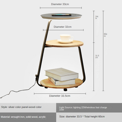 Wood Metal Phone Charging Table - Wood Coffee Table