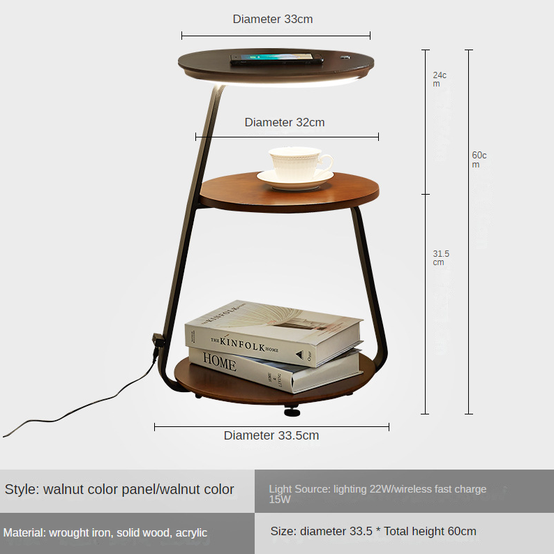 Wood Metal Phone Charging Table - Wood Coffee Table