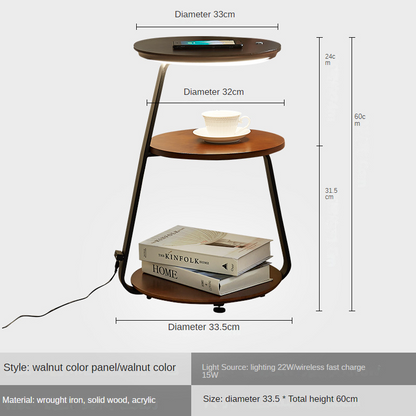 Wood Metal Phone Charging Table - Wood Coffee Table