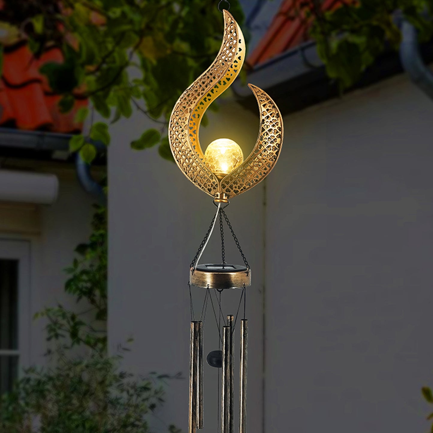 Solar Powered Flame Wind Chime