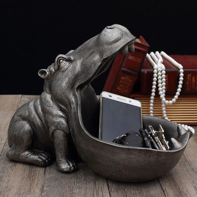 modern grey hippo decoration to put things in