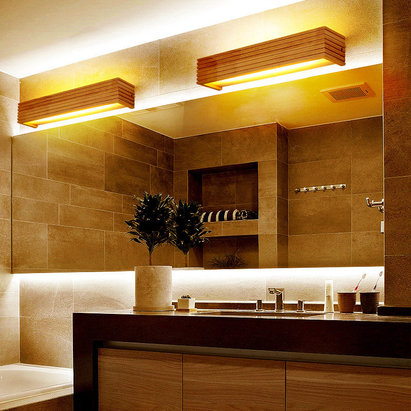 wooden wall lamp for bathroom toilet warm light