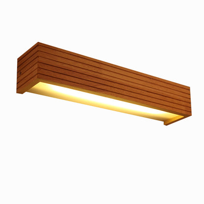 wooden wall lamp striped with warm lighting